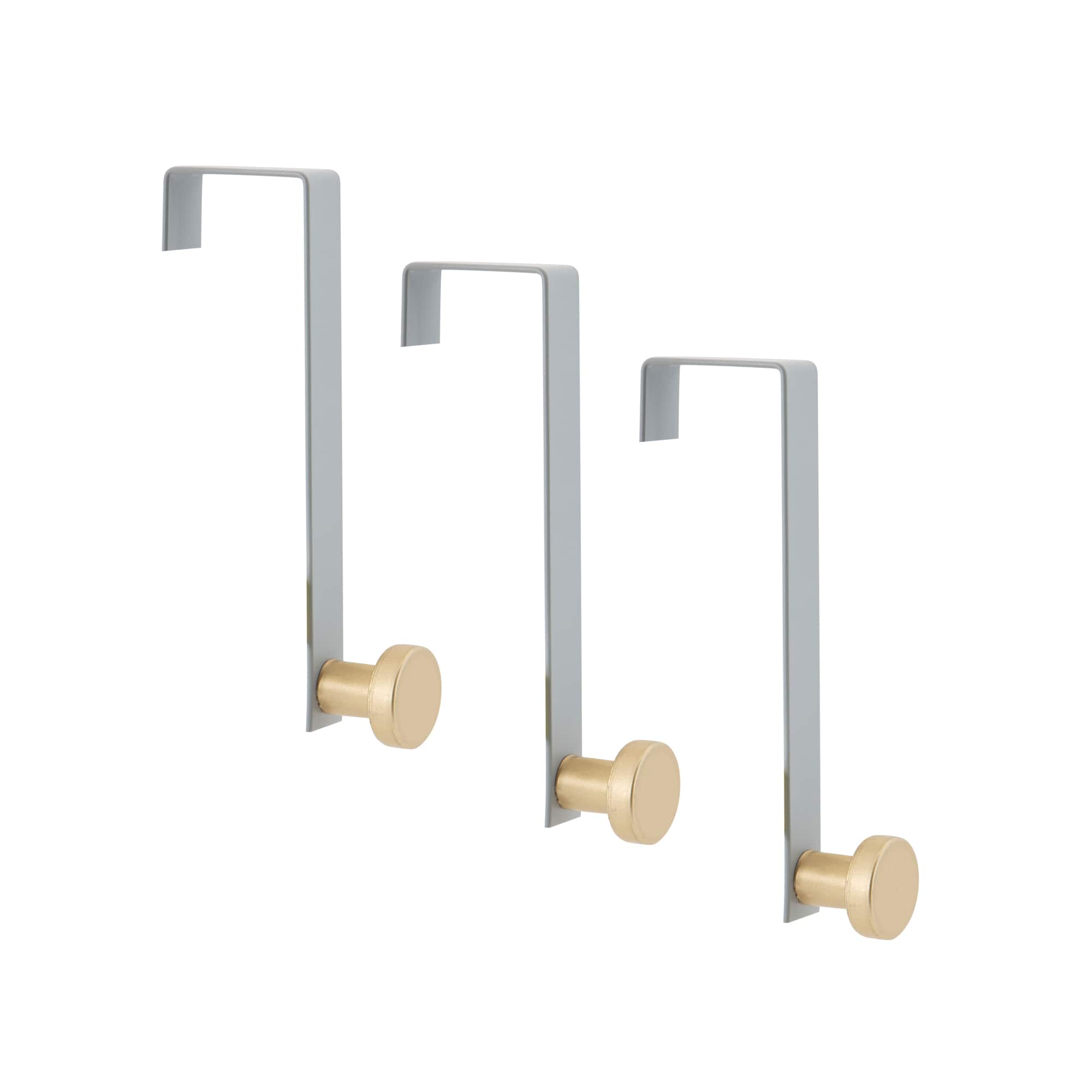 Elle Décor Gray 3 Pack Single Over the Door Hooks
